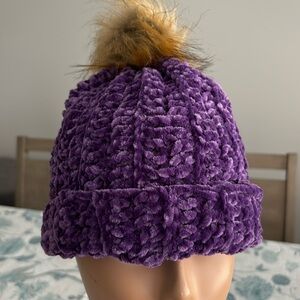 Beautiful Soft Chenille Yarn Beanie